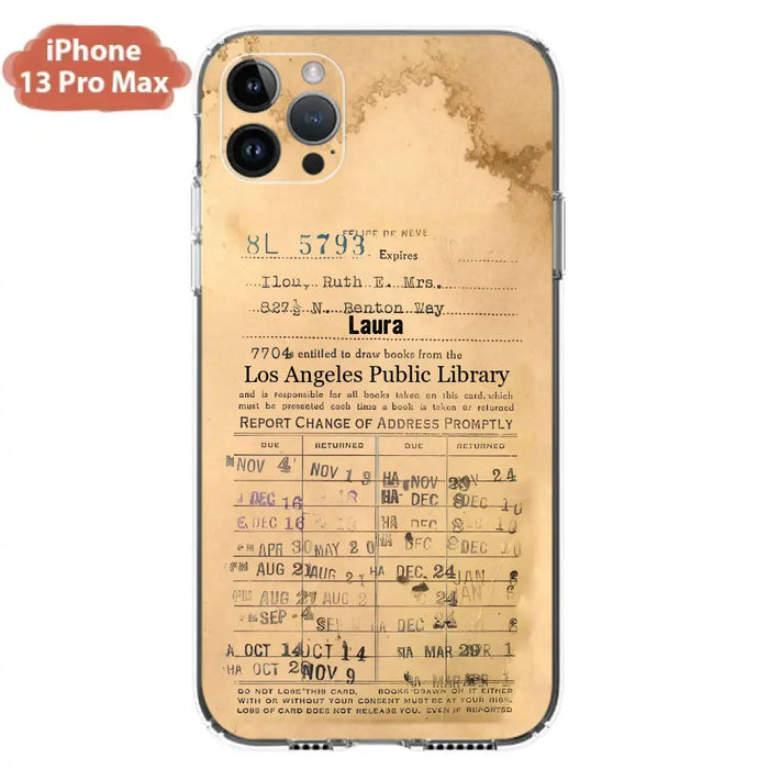 Custom Personalized Library Card Vintage Phone Case - Gift Idea For Reading Lover - Case For iPhone/ Samsung