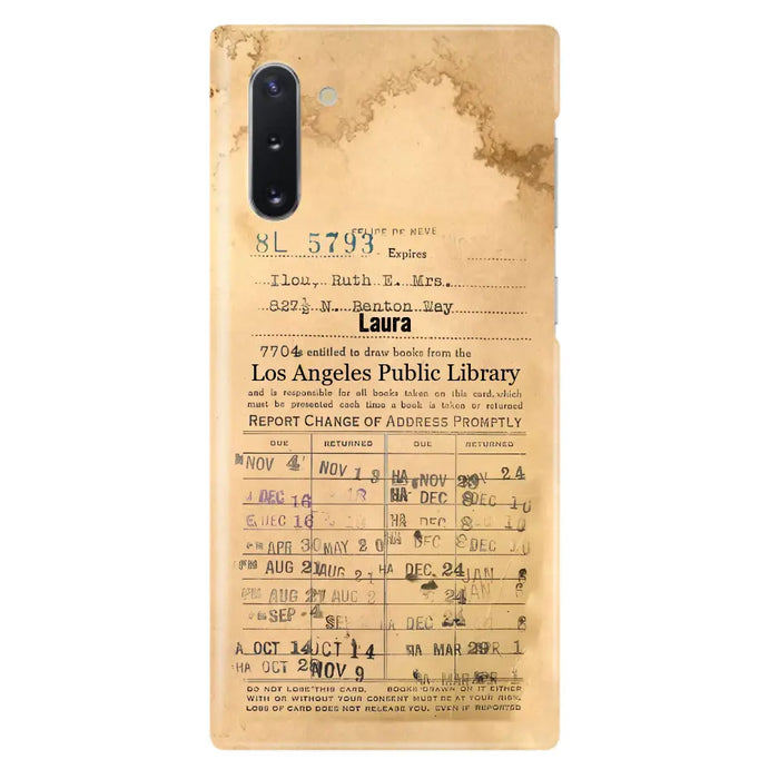 Custom Personalized Library Card Vintage Phone Case - Gift Idea For Reading Lover - Case For iPhone/ Samsung