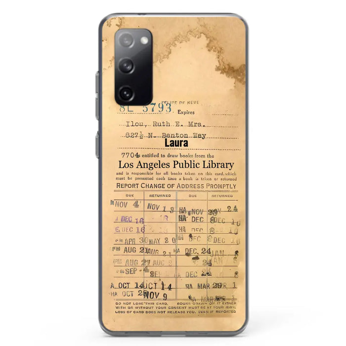 Custom Personalized Library Card Vintage Phone Case - Gift Idea For Reading Lover - Case For iPhone/ Samsung