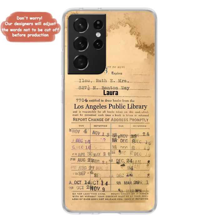 Custom Personalized Library Card Vintage Phone Case - Gift Idea For Reading Lover - Case For iPhone/ Samsung