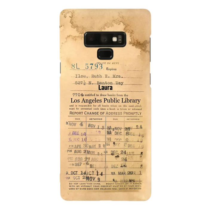 Custom Personalized Library Card Vintage Phone Case - Gift Idea For Reading Lover - Case For iPhone/ Samsung