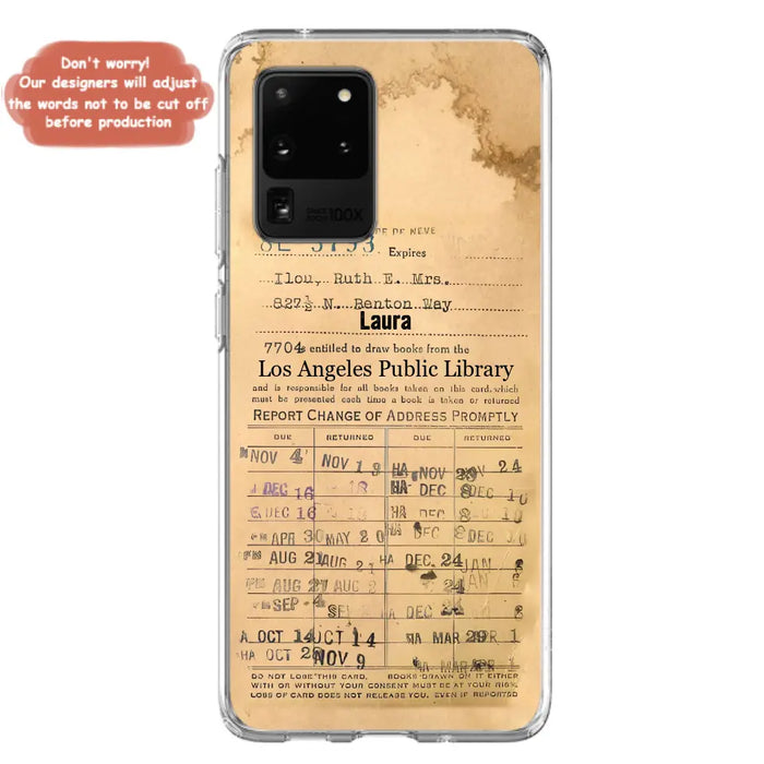 Custom Personalized Library Card Vintage Phone Case - Gift Idea For Reading Lover - Case For iPhone/ Samsung