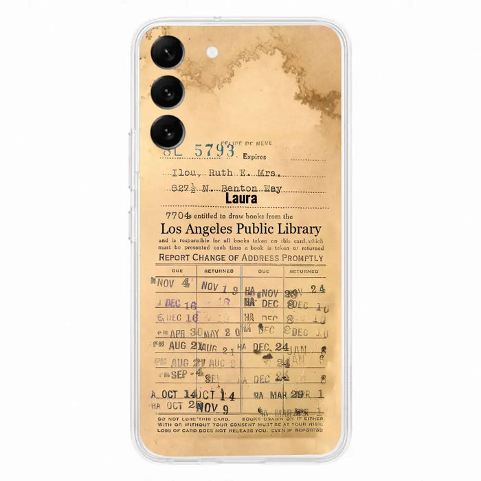 Custom Personalized Library Card Vintage Phone Case - Gift Idea For Reading Lover - Case For iPhone/ Samsung