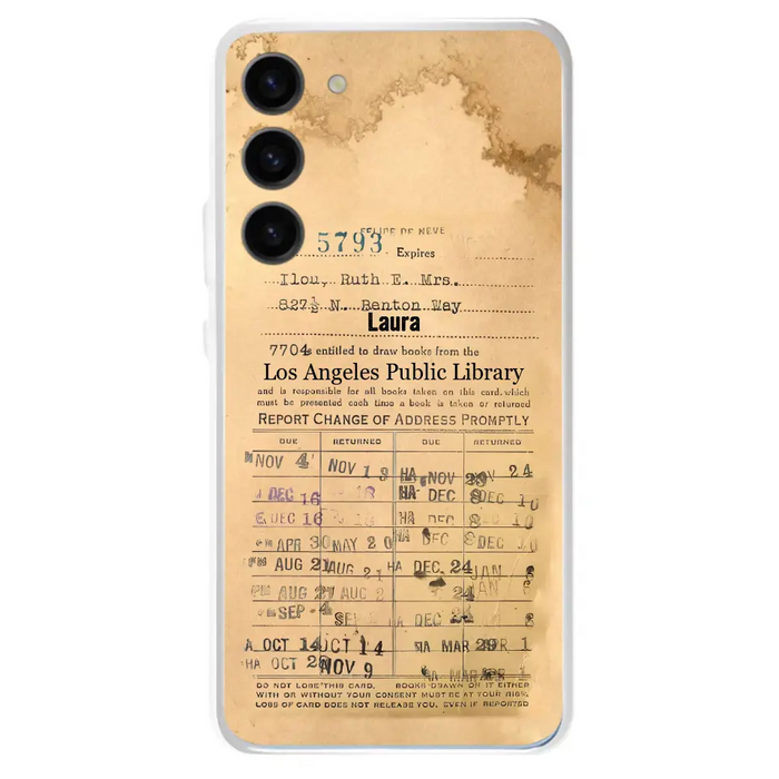 Custom Personalized Library Card Vintage Phone Case - Gift Idea For Reading Lover - Case For iPhone/ Samsung