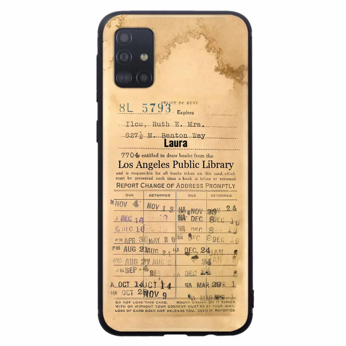 Custom Personalized Library Card Vintage Phone Case - Gift Idea For Reading Lover - Case For iPhone/ Samsung