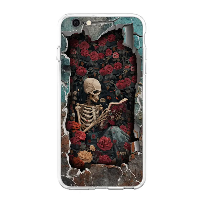 Custom Personalized Bookish Skeleton Phone Case - Reading Book Lover Gift Idea - Case For iPhone/ Samsung