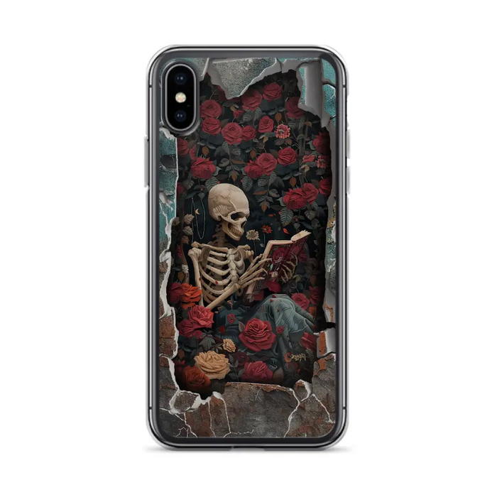 Custom Personalized Bookish Skeleton Phone Case - Reading Book Lover Gift Idea - Case For iPhone/ Samsung