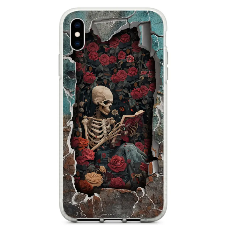 Custom Personalized Bookish Skeleton Phone Case - Reading Book Lover Gift Idea - Case For iPhone/ Samsung