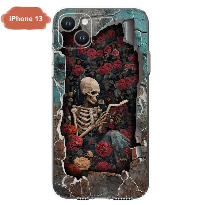 Custom Personalized Bookish Skeleton Phone Case - Reading Book Lover Gift Idea - Case For iPhone/ Samsung