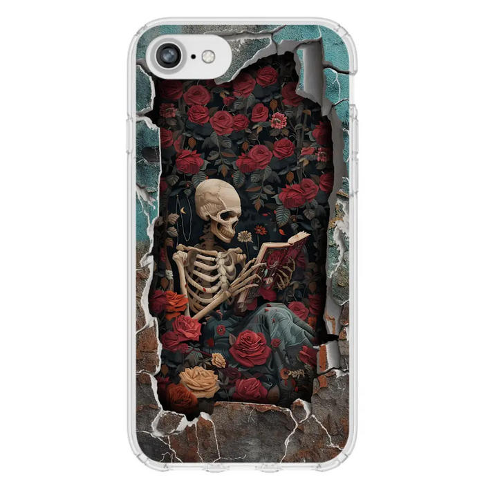 Custom Personalized Bookish Skeleton Phone Case - Reading Book Lover Gift Idea - Case For iPhone/ Samsung