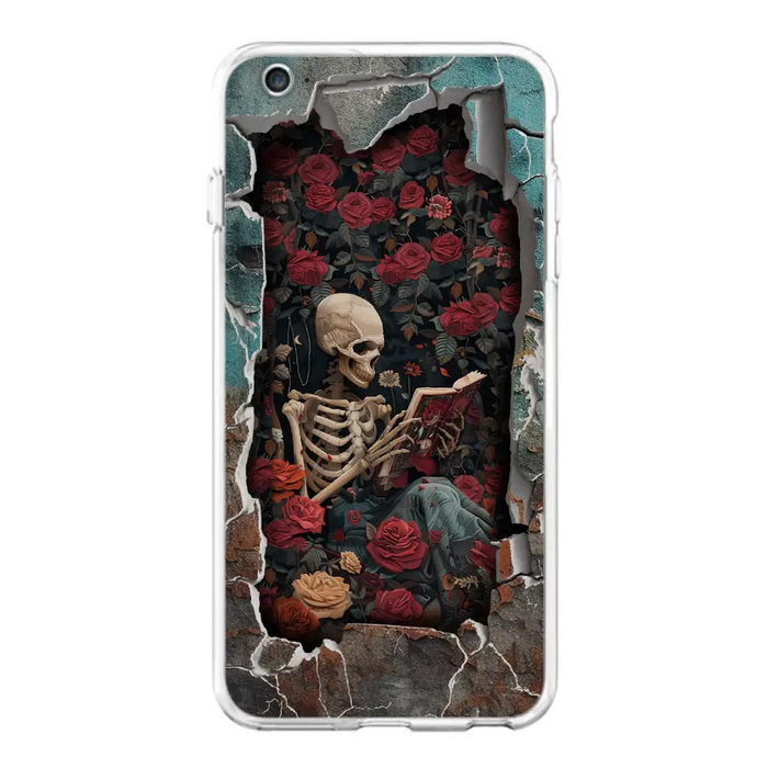 Custom Personalized Bookish Skeleton Phone Case - Reading Book Lover Gift Idea - Case For iPhone/ Samsung