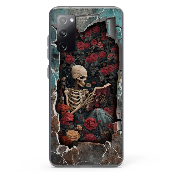 Custom Personalized Bookish Skeleton Phone Case - Reading Book Lover Gift Idea - Case For iPhone/ Samsung