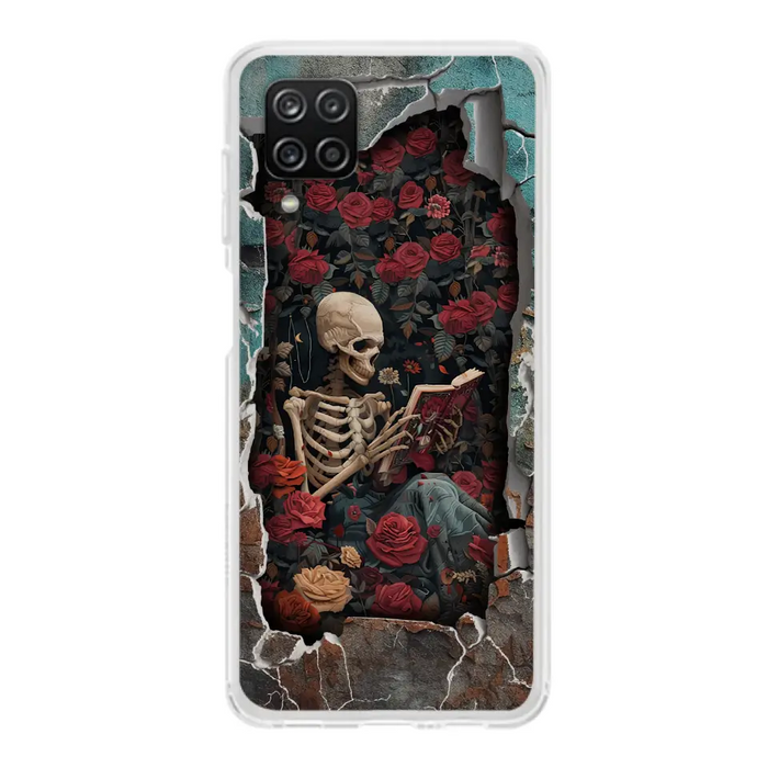 Custom Personalized Bookish Skeleton Phone Case - Reading Book Lover Gift Idea - Case For iPhone/ Samsung