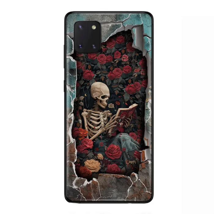 Custom Personalized Bookish Skeleton Phone Case - Reading Book Lover Gift Idea - Case For iPhone/ Samsung