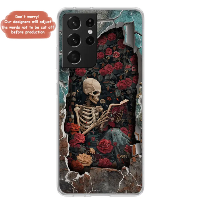 Custom Personalized Bookish Skeleton Phone Case - Reading Book Lover Gift Idea - Case For iPhone/ Samsung