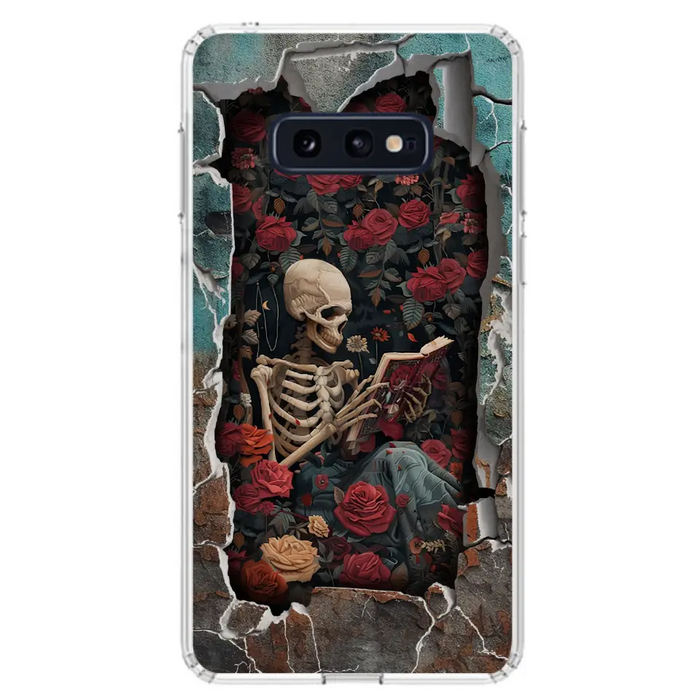 Custom Personalized Bookish Skeleton Phone Case - Reading Book Lover Gift Idea - Case For iPhone/ Samsung