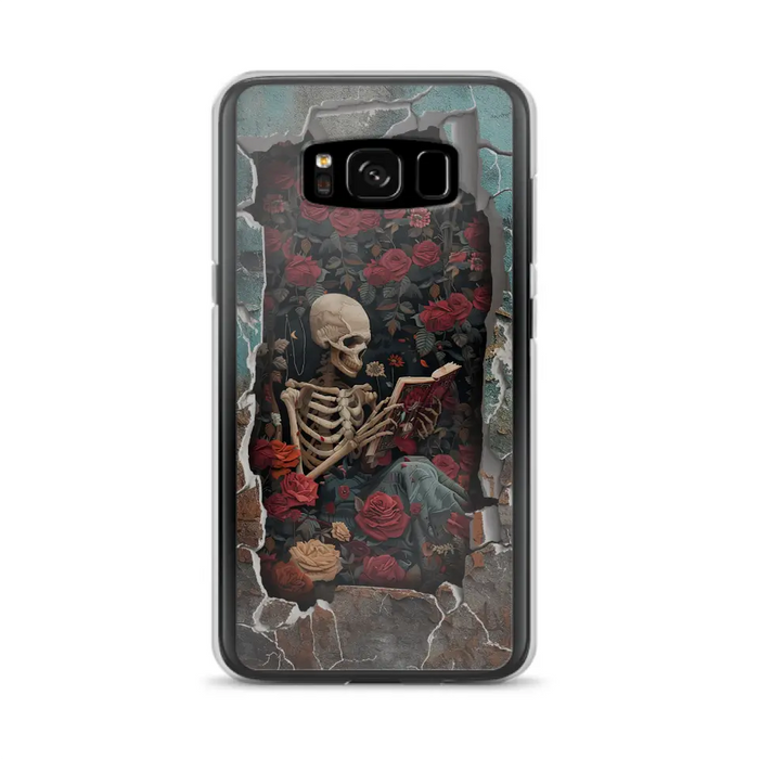 Custom Personalized Bookish Skeleton Phone Case - Reading Book Lover Gift Idea - Case For iPhone/ Samsung