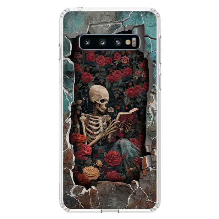 Custom Personalized Bookish Skeleton Phone Case - Reading Book Lover Gift Idea - Case For iPhone/ Samsung