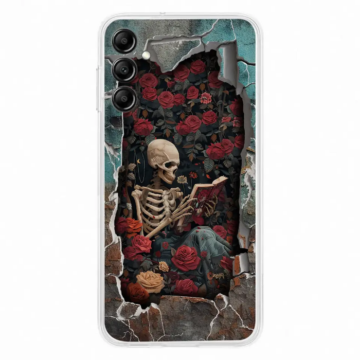 Custom Personalized Bookish Skeleton Phone Case - Reading Book Lover Gift Idea - Case For iPhone/ Samsung