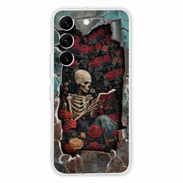 Custom Personalized Bookish Skeleton Phone Case - Reading Book Lover Gift Idea - Case For iPhone/ Samsung