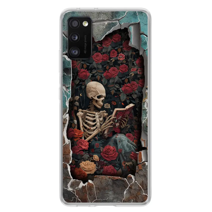 Custom Personalized Bookish Skeleton Phone Case - Reading Book Lover Gift Idea - Case For iPhone/ Samsung