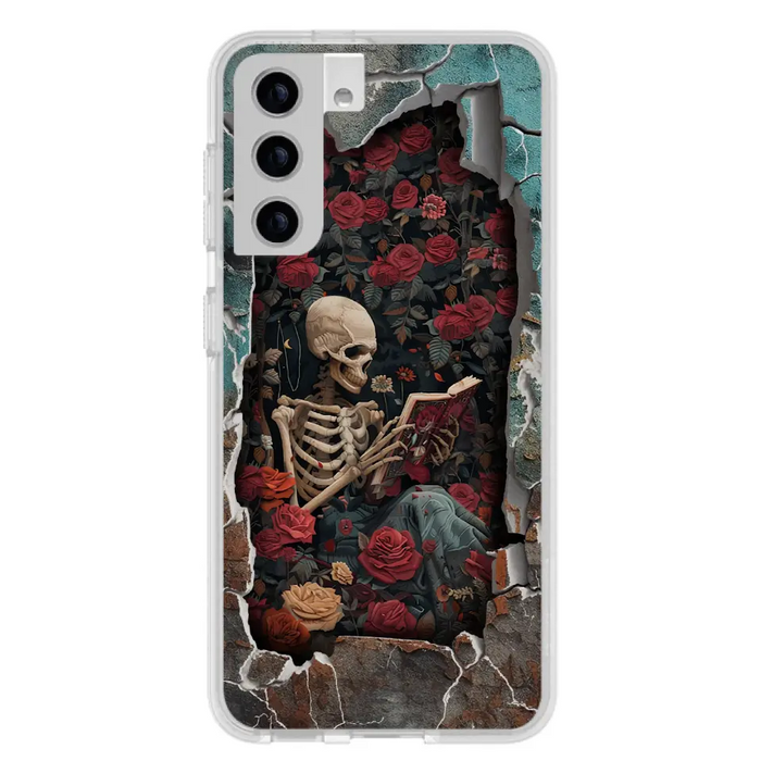 Custom Personalized Bookish Skeleton Phone Case - Reading Book Lover Gift Idea - Case For iPhone/ Samsung