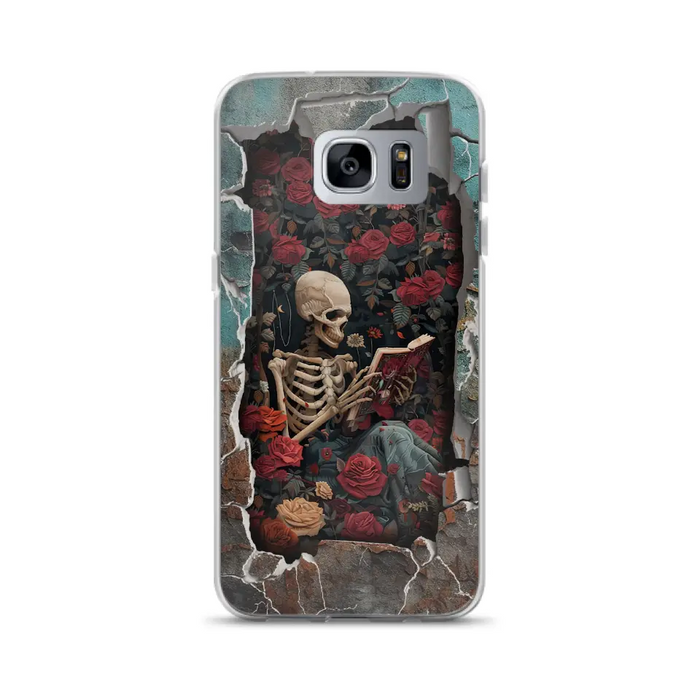 Custom Personalized Bookish Skeleton Phone Case - Reading Book Lover Gift Idea - Case For iPhone/ Samsung