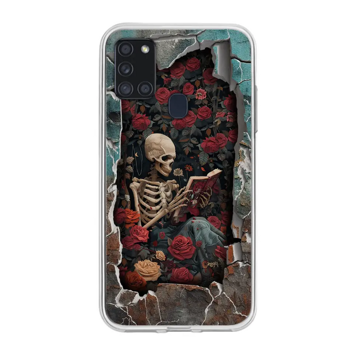 Custom Personalized Bookish Skeleton Phone Case - Reading Book Lover Gift Idea - Case For iPhone/ Samsung