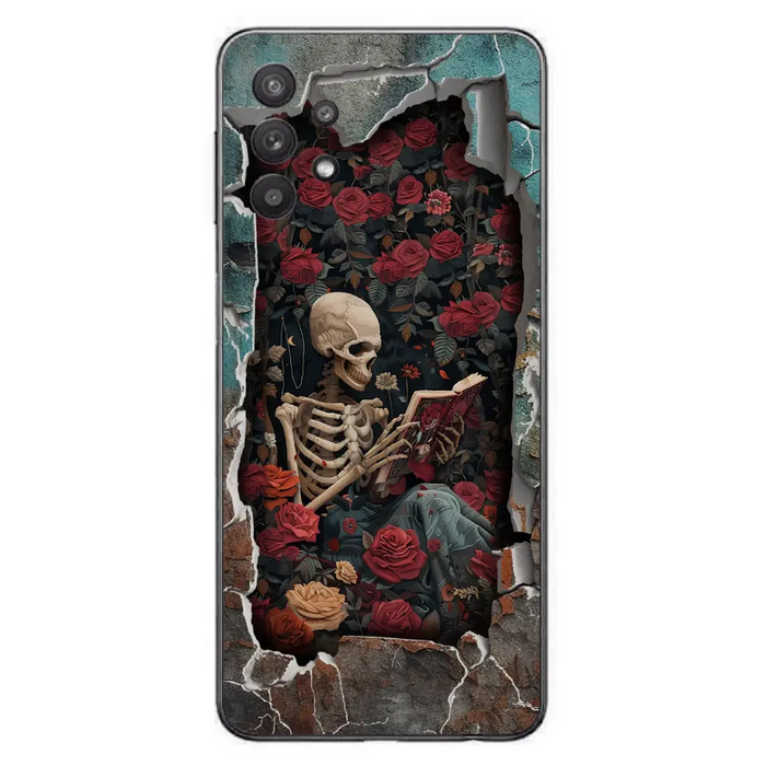 Custom Personalized Bookish Skeleton Phone Case - Reading Book Lover Gift Idea - Case For iPhone/ Samsung