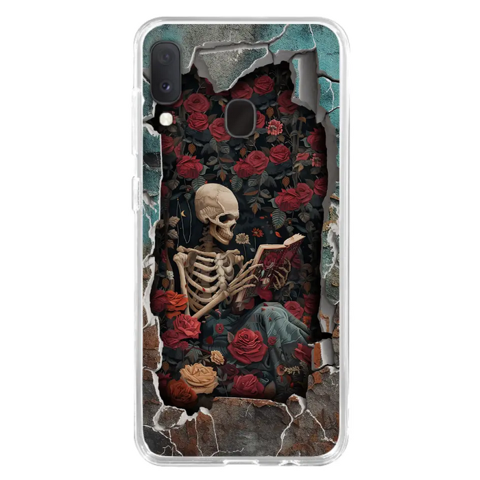 Custom Personalized Bookish Skeleton Phone Case - Reading Book Lover Gift Idea - Case For iPhone/ Samsung