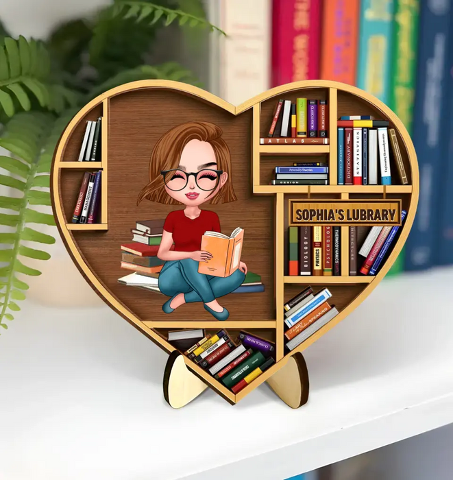 Personalized Library 2 Layered Wooden Sign - Gift Idea for Reading Book Lover/Bookself Decoration
