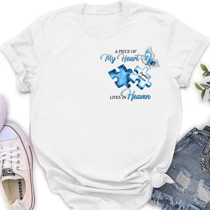 Custom Personalized Ombre Memorial T-Shirt/ Hoodie - Memorial Gift Idea - A Piece Of My Heart Lives In Heaven