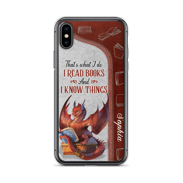 Custom Personalized Red Book Dragon Phone Case - Gift Idea For Book Lovers - That's What I Do I Read Books And I Know Things - Case For iPhone/ Samsung