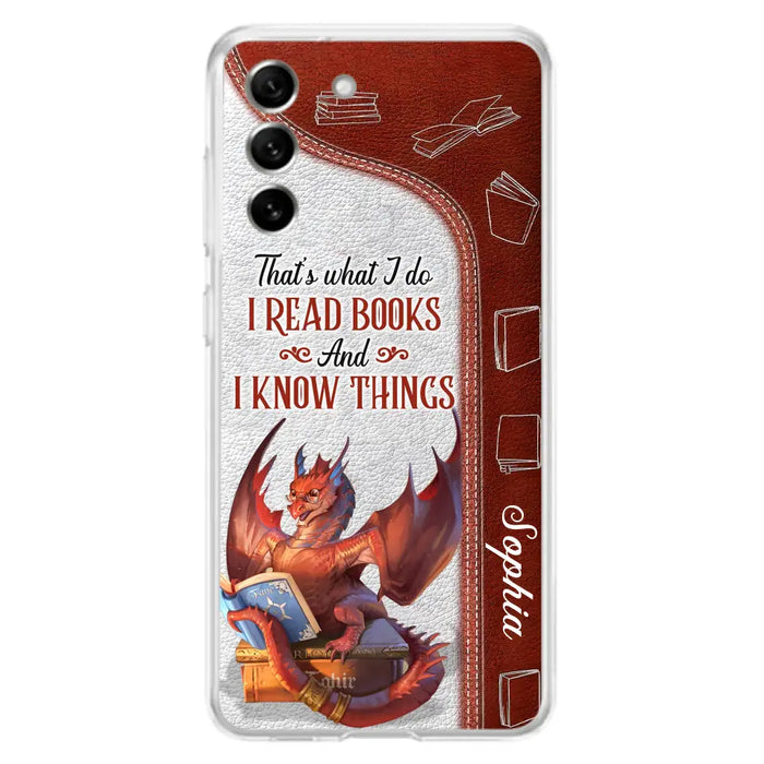 Custom Personalized Red Book Dragon Phone Case - Gift Idea For Book Lovers - That's What I Do I Read Books And I Know Things - Case For iPhone/ Samsung