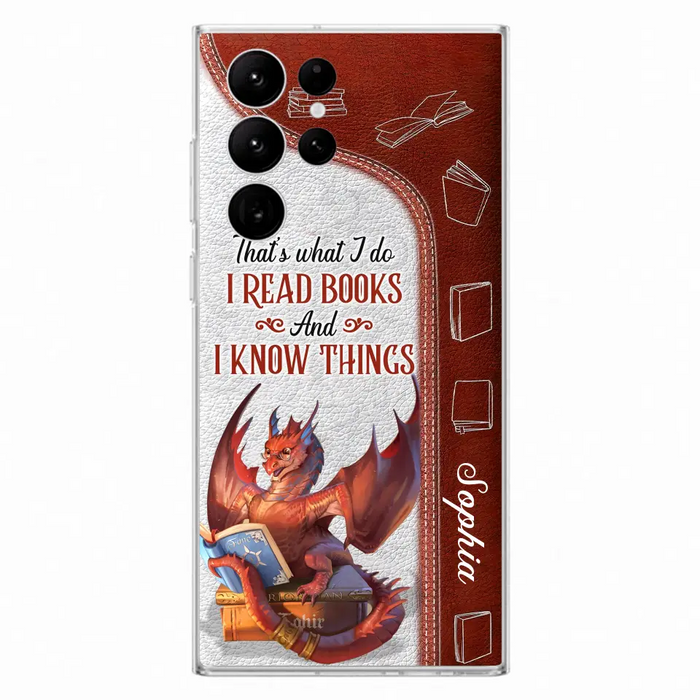 Custom Personalized Red Book Dragon Phone Case - Gift Idea For Book Lovers - That's What I Do I Read Books And I Know Things - Case For iPhone/ Samsung