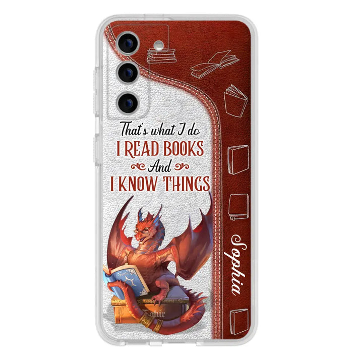 Custom Personalized Red Book Dragon Phone Case - Gift Idea For Book Lovers - That's What I Do I Read Books And I Know Things - Case For iPhone/ Samsung