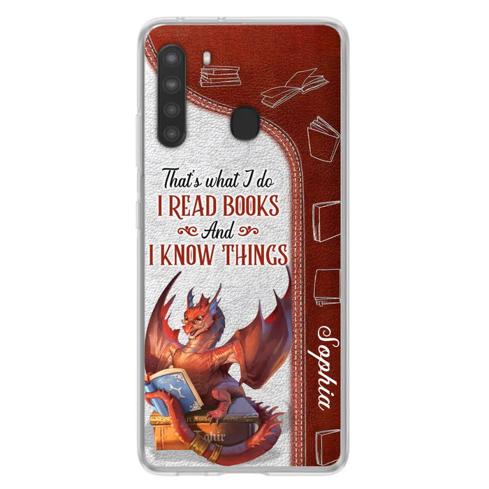 Custom Personalized Red Book Dragon Phone Case - Gift Idea For Book Lovers - That's What I Do I Read Books And I Know Things - Case For iPhone/ Samsung