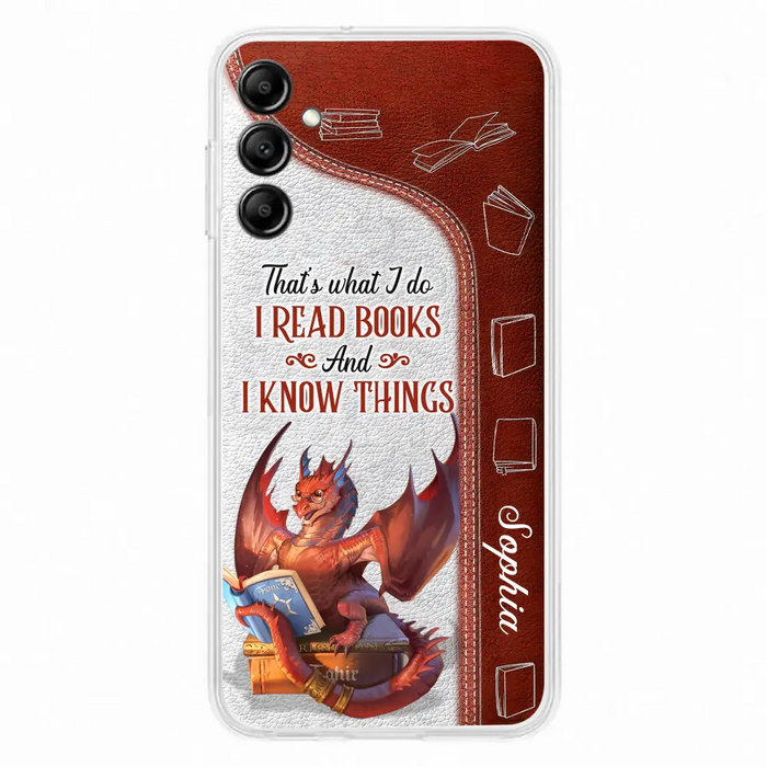 Custom Personalized Red Book Dragon Phone Case - Gift Idea For Book Lovers - That's What I Do I Read Books And I Know Things - Case For iPhone/ Samsung