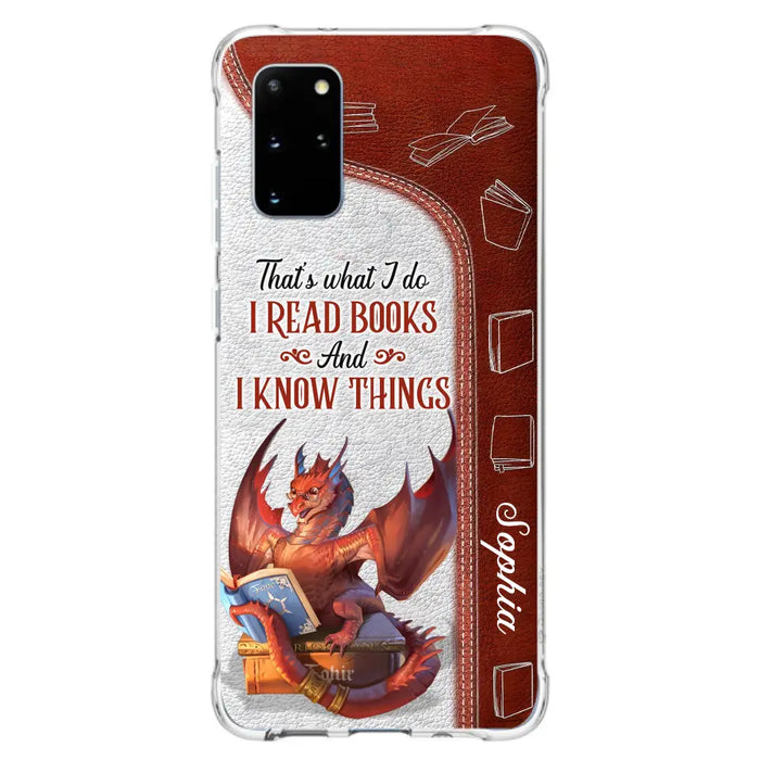 Custom Personalized Red Book Dragon Phone Case - Gift Idea For Book Lovers - That's What I Do I Read Books And I Know Things - Case For iPhone/ Samsung