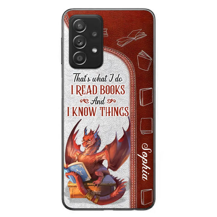 Custom Personalized Red Book Dragon Phone Case - Gift Idea For Book Lovers - That's What I Do I Read Books And I Know Things - Case For iPhone/ Samsung