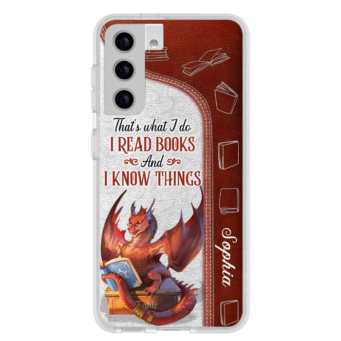 Custom Personalized Red Book Dragon Phone Case - Gift Idea For Book Lovers - That's What I Do I Read Books And I Know Things - Case For iPhone/ Samsung