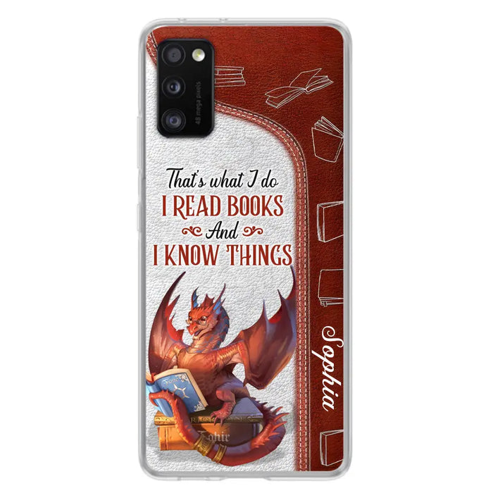 Custom Personalized Red Book Dragon Phone Case - Gift Idea For Book Lovers - That's What I Do I Read Books And I Know Things - Case For iPhone/ Samsung