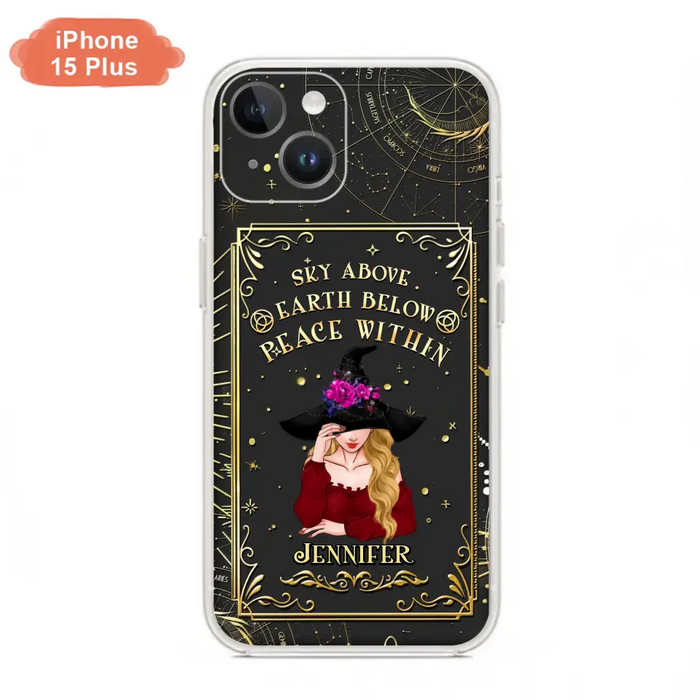 Custom Personalized Witch Tarrot Card Phone Case - Gift Idea For Witch/ Tarrot Lover - Sky Above Earth Below Peace Within - Case For iPhone/ Samsung