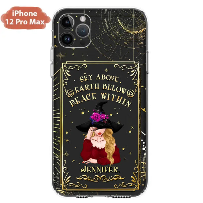 Custom Personalized Witch Tarrot Card Phone Case - Gift Idea For Witch/ Tarrot Lover - Sky Above Earth Below Peace Within - Case For iPhone/ Samsung