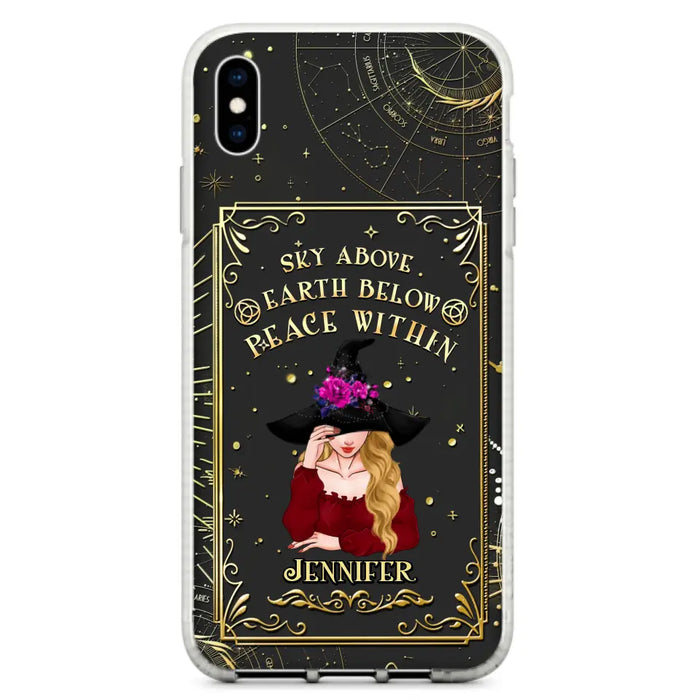 Custom Personalized Witch Tarrot Card Phone Case - Gift Idea For Witch/ Tarrot Lover - Sky Above Earth Below Peace Within - Case For iPhone/ Samsung