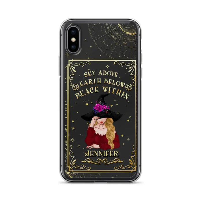 Custom Personalized Witch Tarrot Card Phone Case - Gift Idea For Witch/ Tarrot Lover - Sky Above Earth Below Peace Within - Case For iPhone/ Samsung