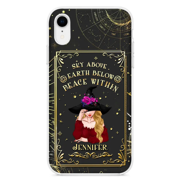 Custom Personalized Witch Tarrot Card Phone Case - Gift Idea For Witch/ Tarrot Lover - Sky Above Earth Below Peace Within - Case For iPhone/ Samsung