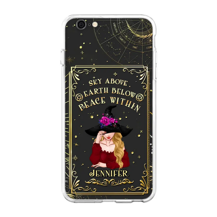 Custom Personalized Witch Tarrot Card Phone Case - Gift Idea For Witch/ Tarrot Lover - Sky Above Earth Below Peace Within - Case For iPhone/ Samsung