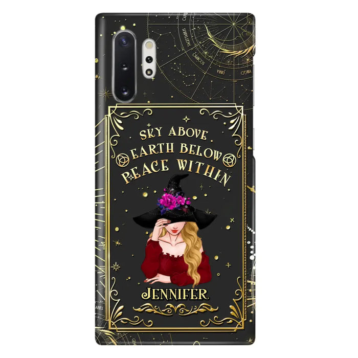 Custom Personalized Witch Tarrot Card Phone Case - Gift Idea For Witch/ Tarrot Lover - Sky Above Earth Below Peace Within - Case For iPhone/ Samsung