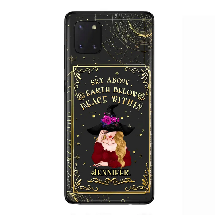 Custom Personalized Witch Tarrot Card Phone Case - Gift Idea For Witch/ Tarrot Lover - Sky Above Earth Below Peace Within - Case For iPhone/ Samsung